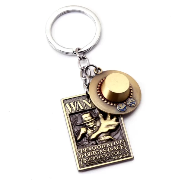 One Piece Keychain Ace Metal Key Holder Badge Keyring